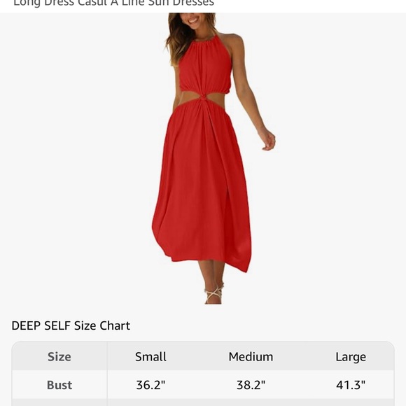 DEEP SELF Women's Summer Midi Dress Sleeveless Halter Neck Long Dress Casul - Picture 6 of 6